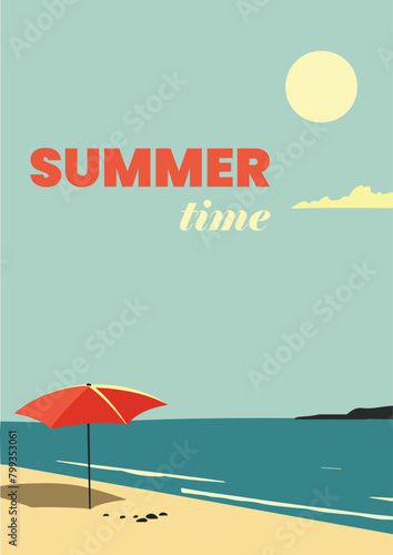Summer time poster in retro colors