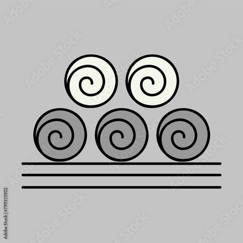 Round hay bales isolated vector icon