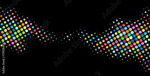 Colorful dots shimmer against a black backdrop, creating a starry night effect with a spectrum of hues.