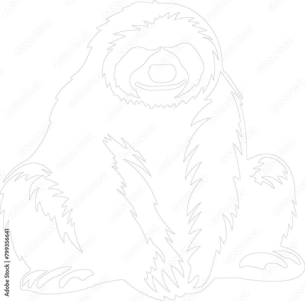 three-toed sloth outline three-toed sloth outline