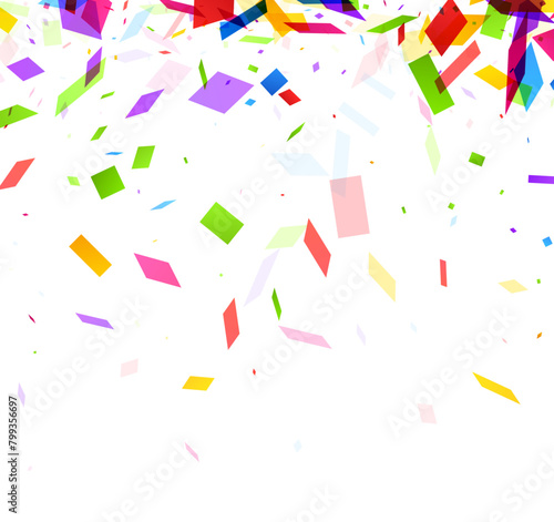 A lavish cascade of multicolored confetti floats through the air, portraying a lively scene of celebration and high spirits.