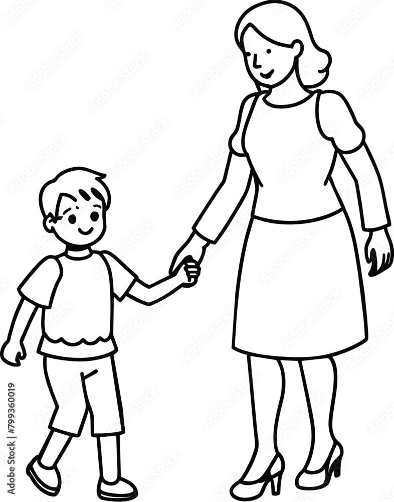 Silhouette mother with a child in her arms in nature. Vector illustration. Mother's Day Silhouette mother with a child in her arms in nature. Vector illustration. Mother's Day