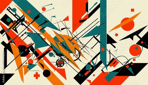 Dynamic Constructivism  Background Featuring Industrial Motifs and Dynamic Shapes