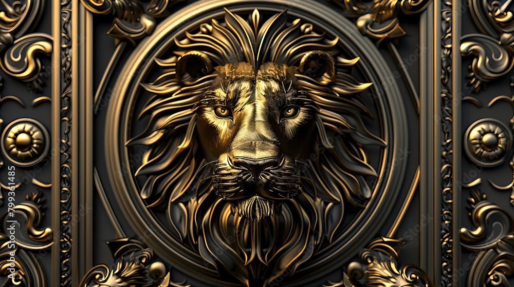 Regal Presence, The Lion in Baroque Splendor, background high quality AI generated image