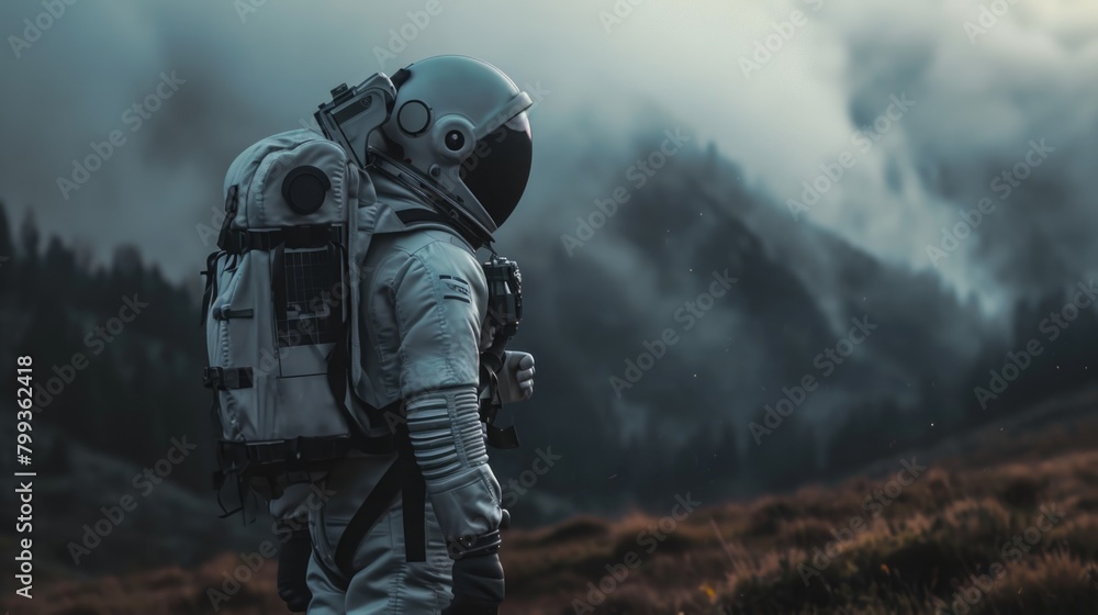Astronauts embracing on alien terrain Astronauts embracing on alien terrain