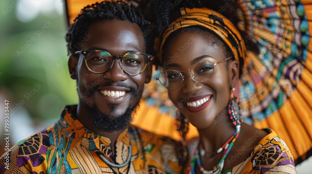 African couple in ethnic clothes 