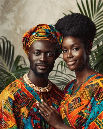 African couple in ethnic clothes 