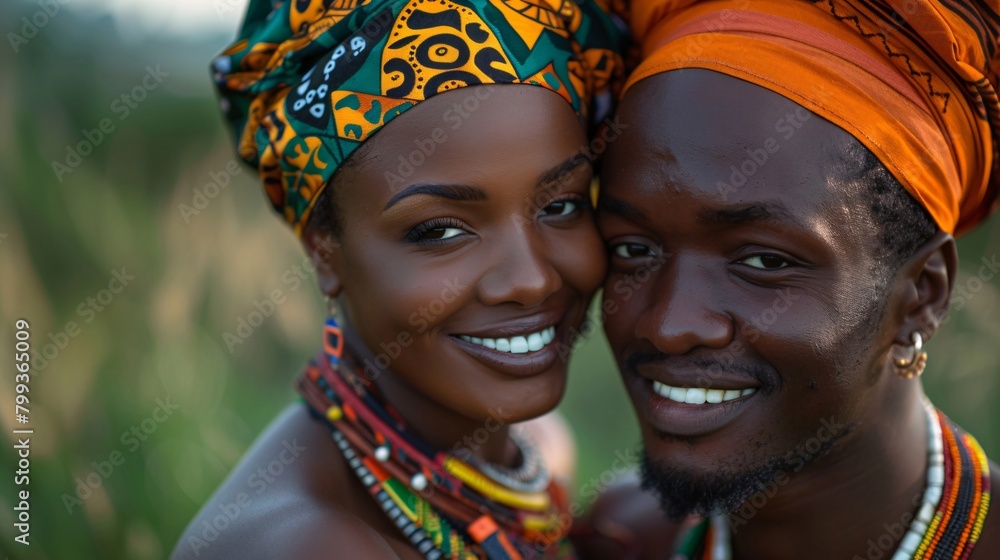 portrait of African couple in ethnic clothes 