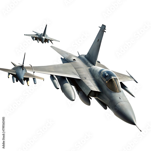 Modern fighter jet military airplane isolated on transparent