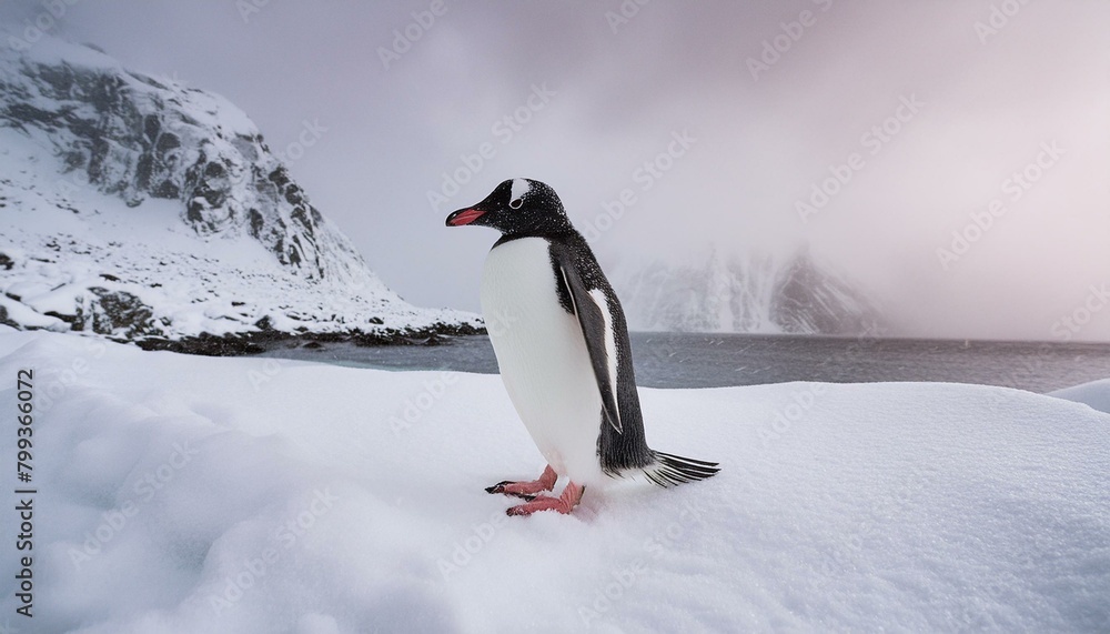 Fototapeta premium penguin on snow