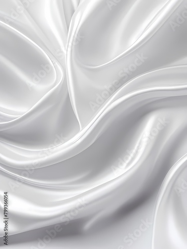 Background of fine white silk fabric undulating, 3D, realistic 