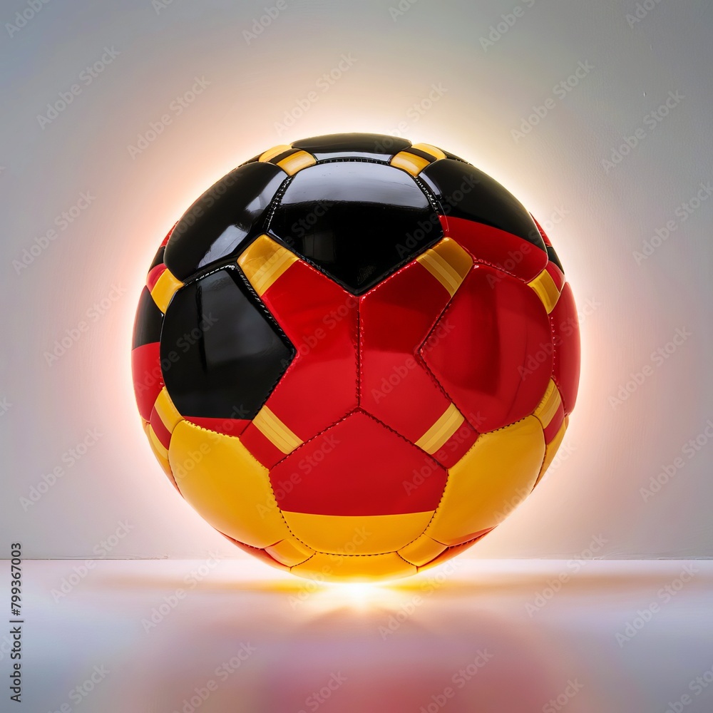 Fototapeta premium Soccer football ball in the colors of the Germany flag, yellow, red, black colors. isolated on white background, Euro Championship 2024