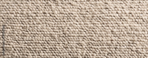 Beige close-up of monochrome carpet texture background from above. Texture tight weave carpet blank empty pattern with copy space for product 
