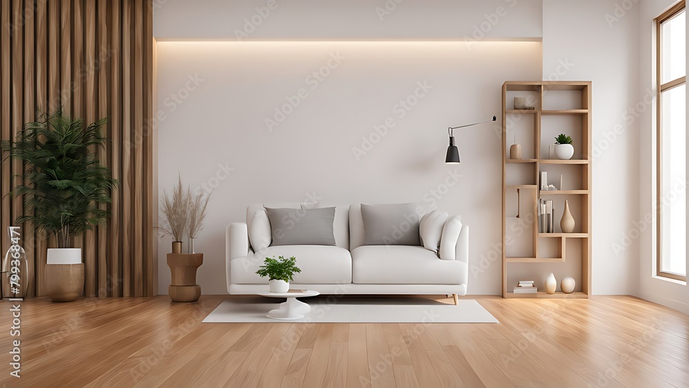 Cozy modern living room interior have sofa and decor accessories with white color wall- 3D rendering Cozy modern living room interior have sofa and decor accessories with white color wall- 3D rendering