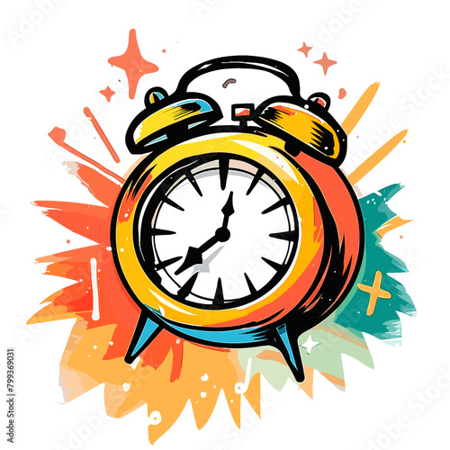 Colorful Alarm Clock Illustration, Time Management Concept