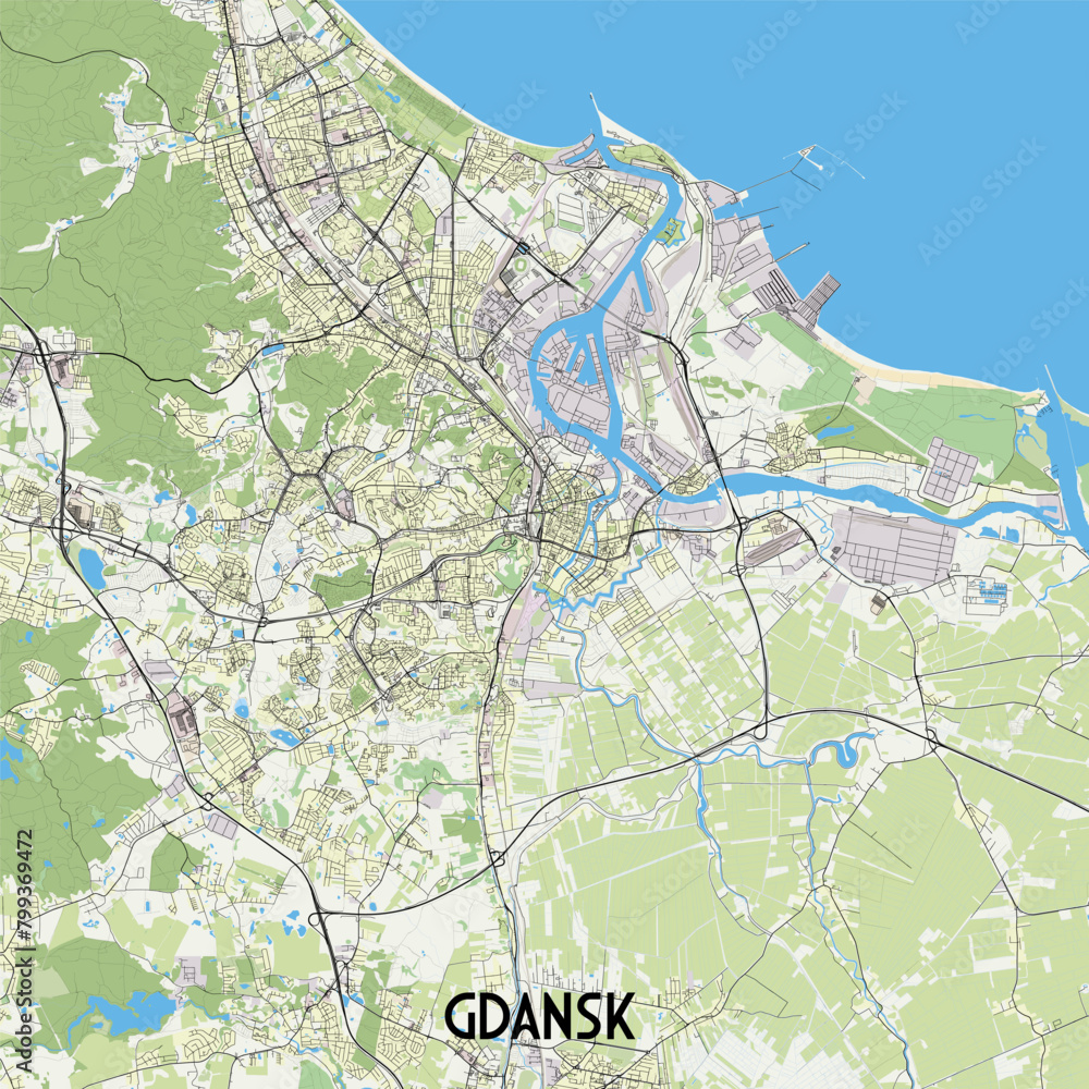 Obraz premium Gdansk Poland map poster art