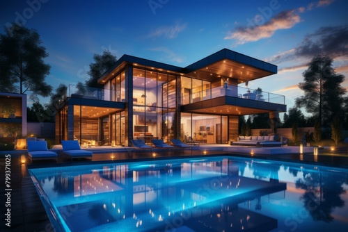 Modern luxury house with pool © Adobe Contributor