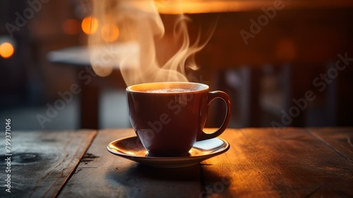A Cup of Coffee on a Wooden Table