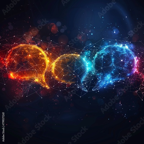 Abstract business communication wallpaper, speech bubbles connected by thin lines, communication flow theme