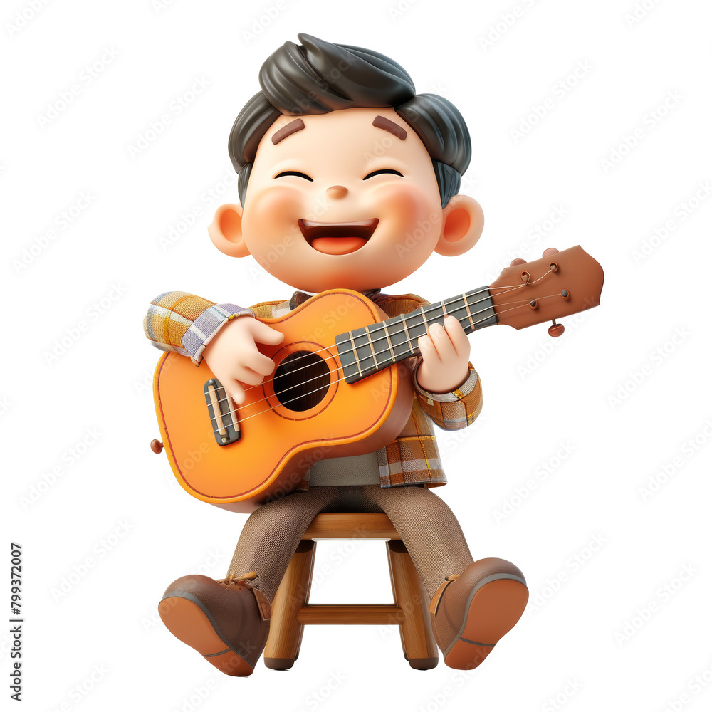 Cheerful boy playing the guitar Cheerful boy playing the guitar