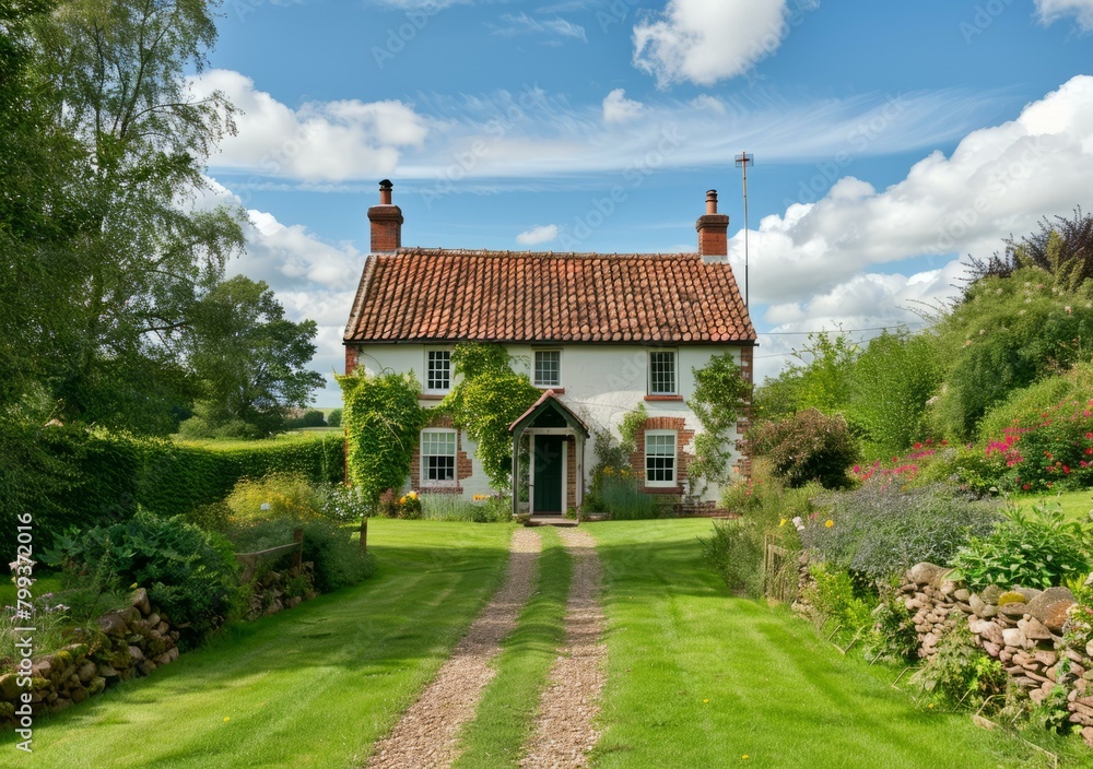 Small English country cottage with garden
