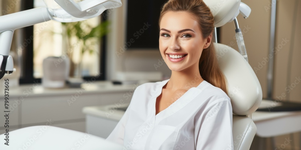 Smiling woman in a dentist chair Smiling woman in a dentist chair