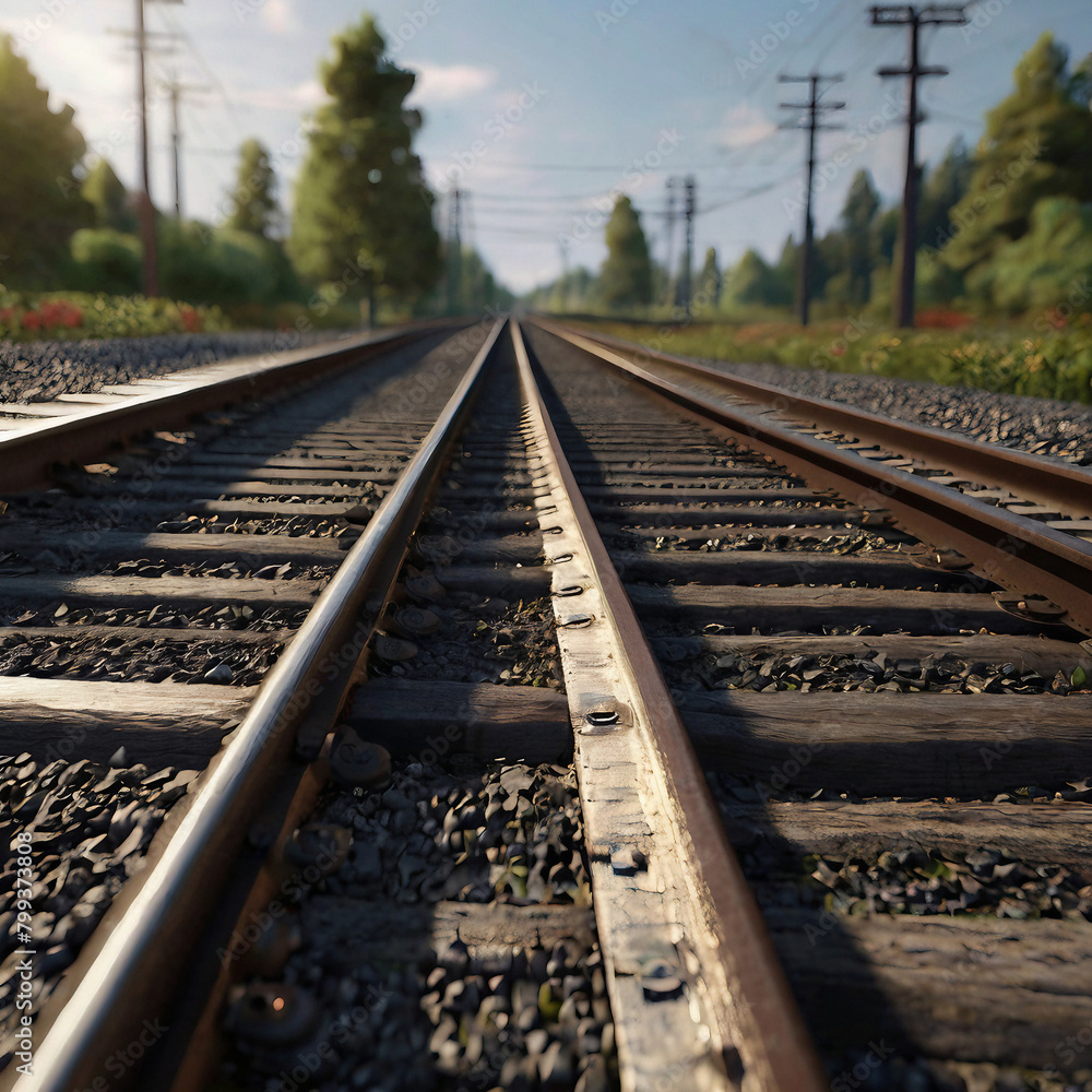 Realistic Earthscape Railroad Tracks Framing a Global Panorama Realistic Earthscape Railroad Tracks Framing a Global Panorama