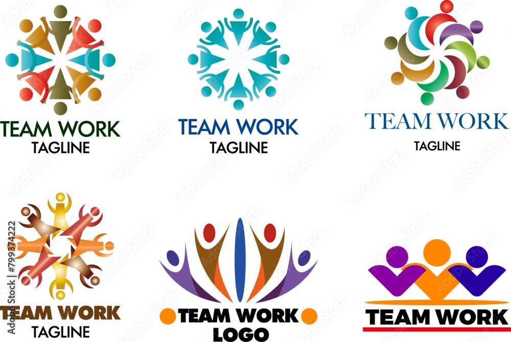 Team Work Logo, Collaborative effort, common goal, Group of ...
