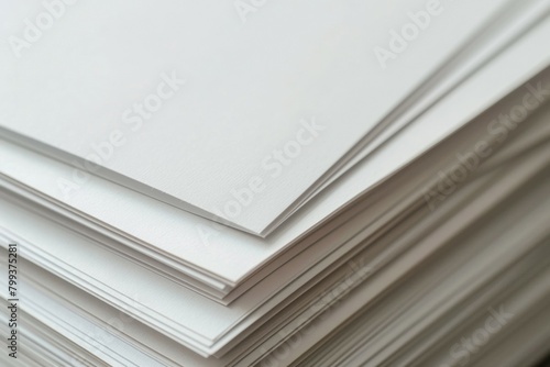 A stack of white paper with a white background