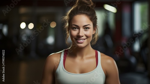 Portrait of a young woman in a gym