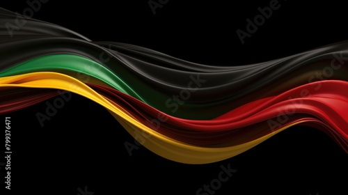 Juneteenth banner in black, red, and green colors of flowing lines
