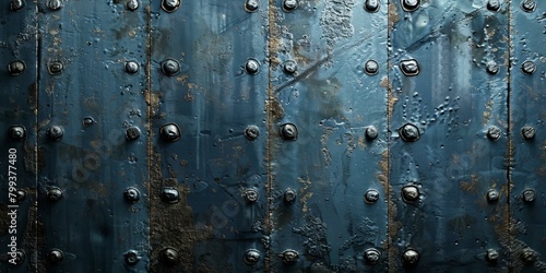 Blue metal background with rivets