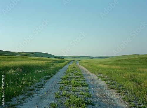 Prairie road through the Flint Hills photo