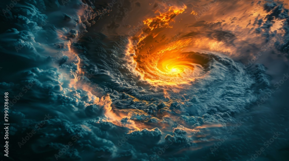 A swirling vortex of clouds and light