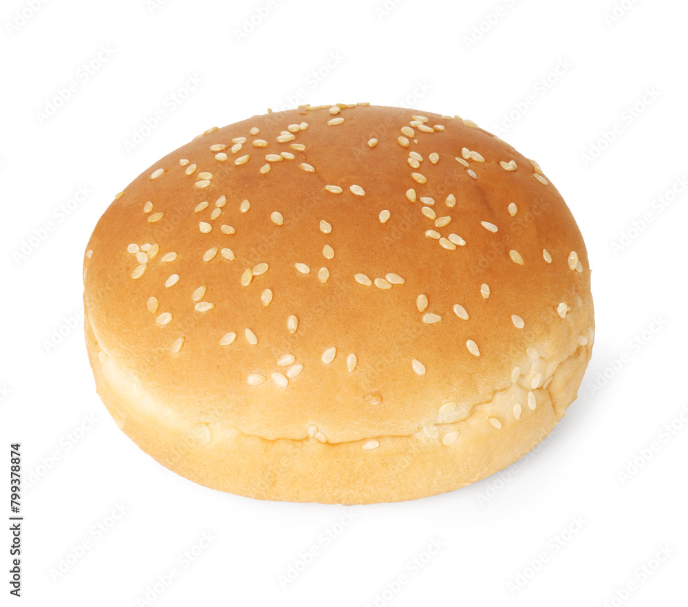One fresh burger bun isolated on white One fresh burger bun isolated on white