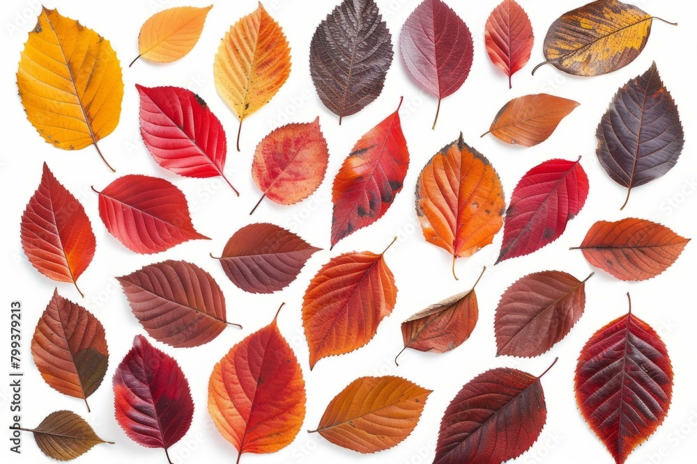 Obraz premium Colorful autumn leaves isolated on white background