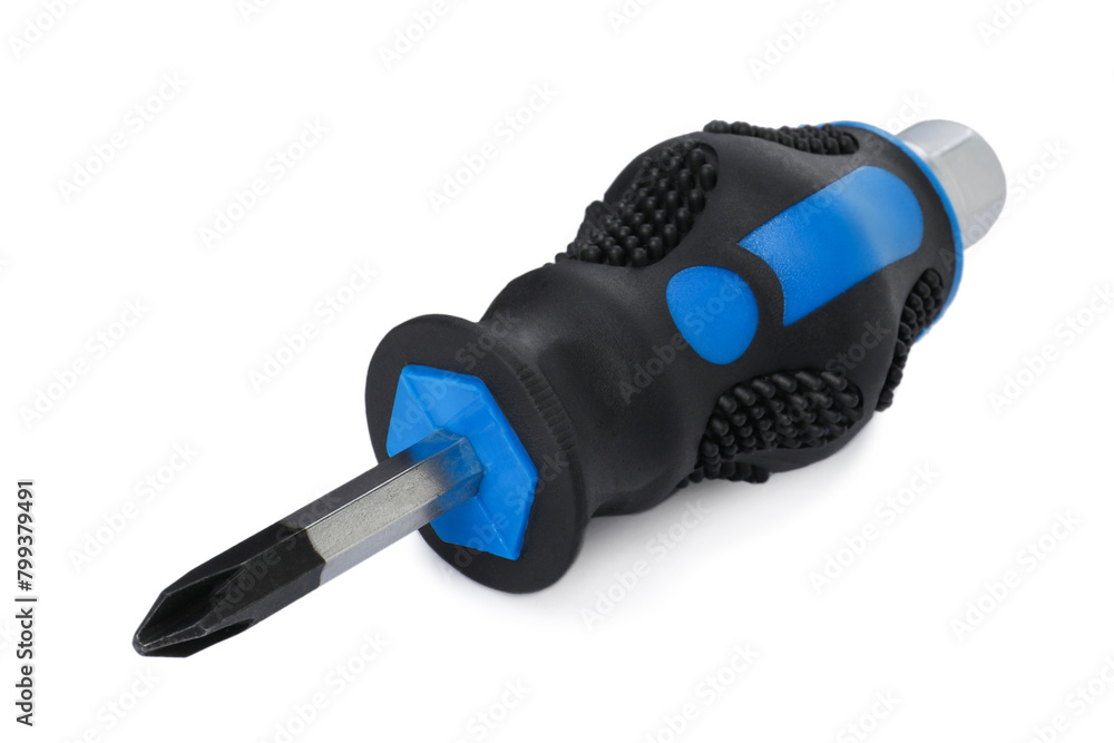 One screwdriver with color handle isolated on white One screwdriver with color handle isolated on white