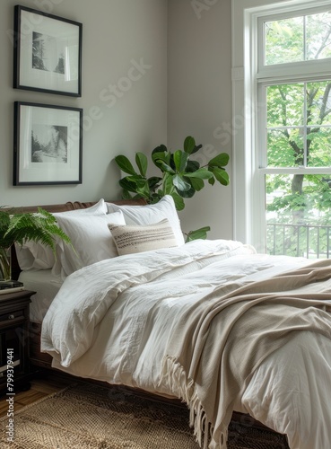 A Cozy Bedroom With White Bedding and a Neutral Color Palette