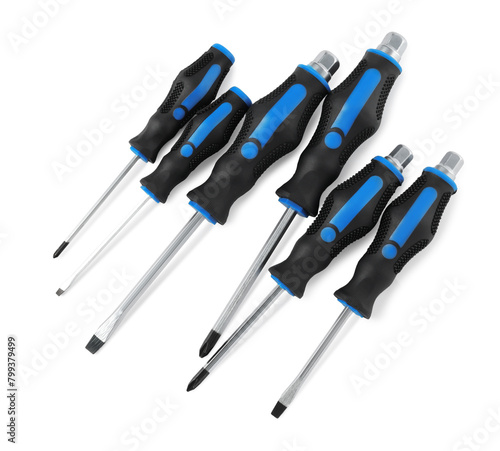 Set of screwdrivers isolated on white, top view