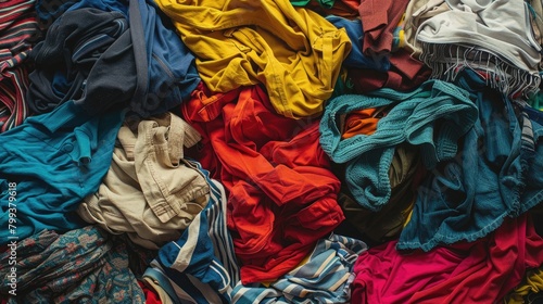 Messy heap of casually strewn garments photo