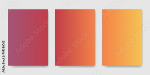Gradient in sunset colors. Set of abstract summer sunrise backgrounds. Mixed red purple orange yellow. Template for poster, brochure, flyer, wallpaper, web design, social media