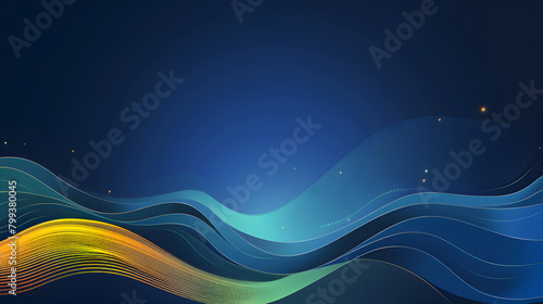 Electric blue wave contrasts with azure water on dark blue landscape