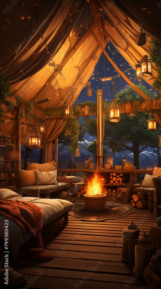 Cozy bedroom in a fantasy world