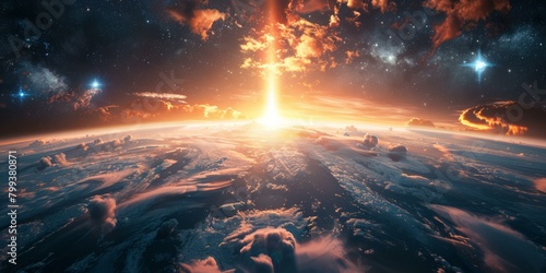 A beautiful sunset from outer space