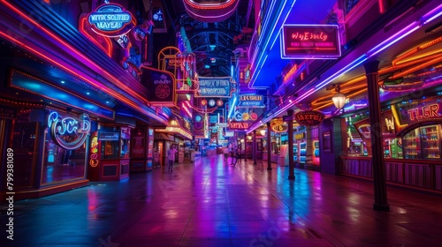 Rain-Soaked Streets with Dazzling Neon Signage