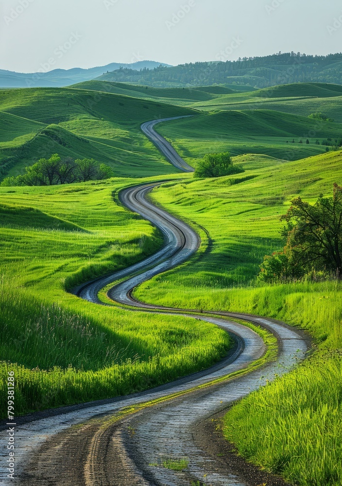 Curving Road Through the Grasslands Curving Road Through the Grasslands
