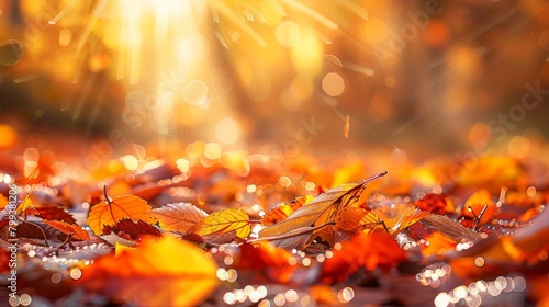 Autumn Leaves Glistening with Morning Dew © Ilia Nesolenyi