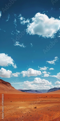 A vast desert landscape with mountains in the distance