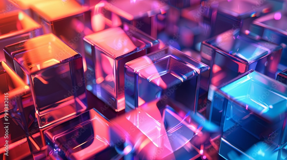 cubos de cristal y luces de colores. fondo cubos de cristal y luces de colores. fondo