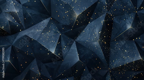 Abstract polygonal pattern luxury dark blue and gold background AI generated